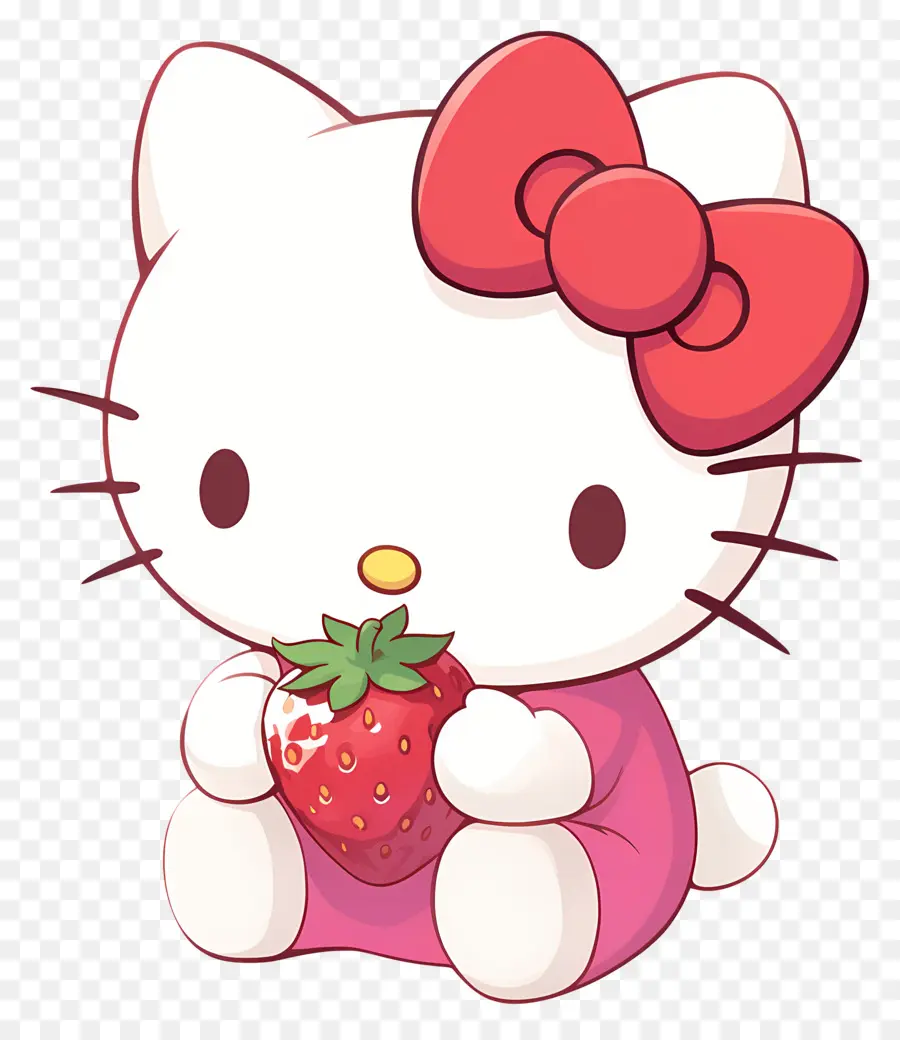 Hello Kitty Çilekli，Karikatür Kedi çilek Ile PNG