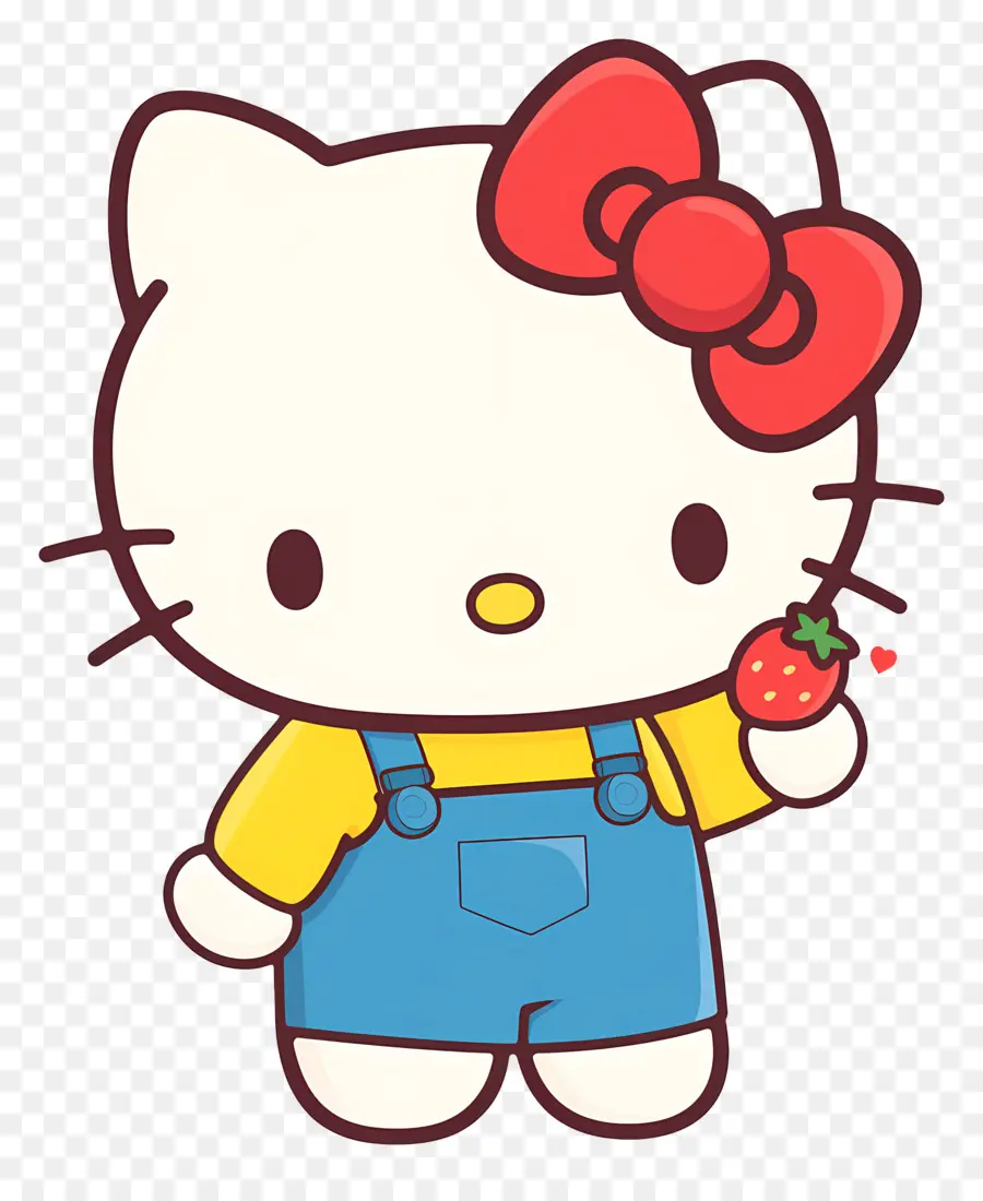 Hello Kitty Çilekli，Karikatür Kedi çilek Ile PNG