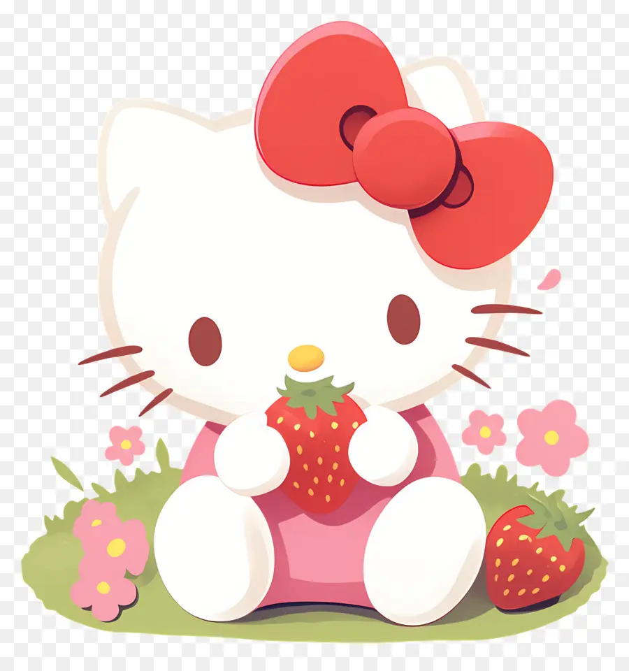 Hello Kitty Çilekli，Karikatür Kedi çilek Ile PNG