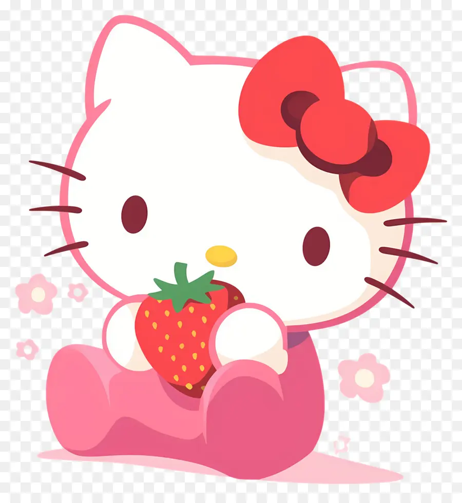 Hello Kitty Çilekli，Karikatür Kedi çilek Ile PNG