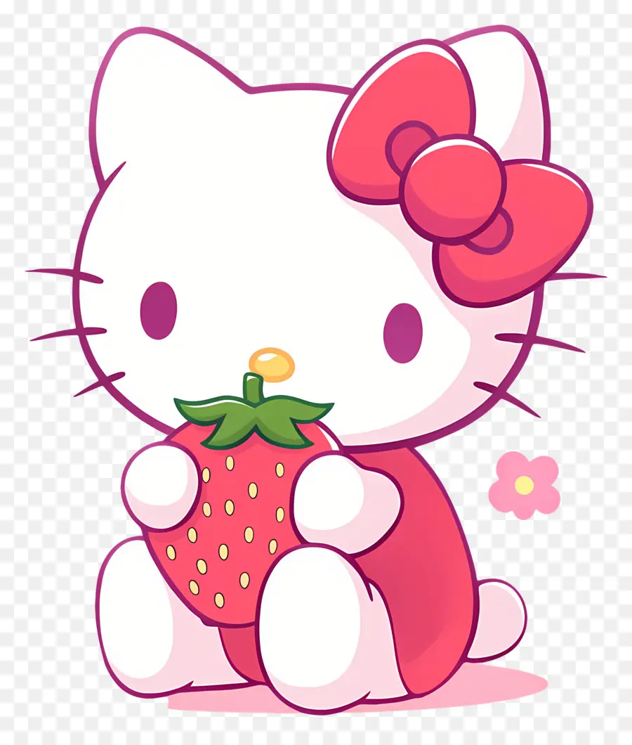 Hello Kitty Çilekli，Karikatür Kedi çilek Ile PNG