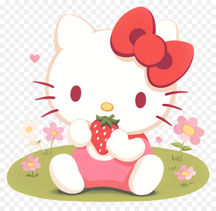 Hello Kitty Çilekli，Karikatür Kedi çilek Ile PNG