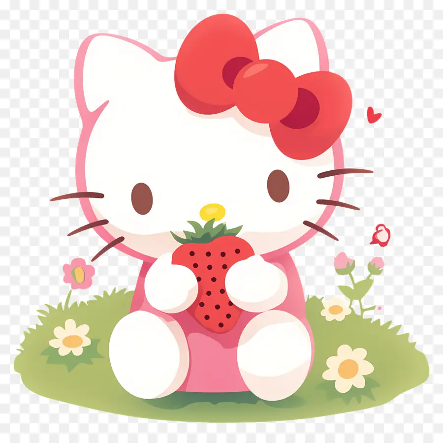 Hello Kitty Çilekli，Karikatür Kedi çilek Ile PNG