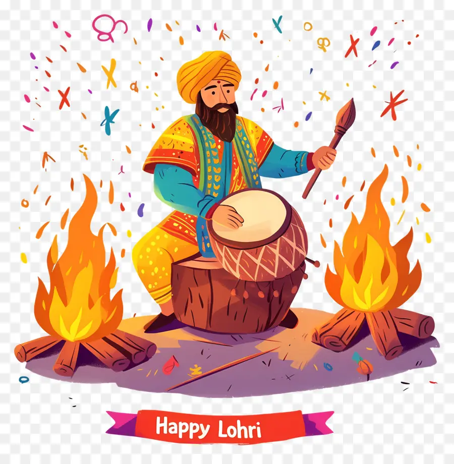 Lohri，Davul çalan Adam PNG