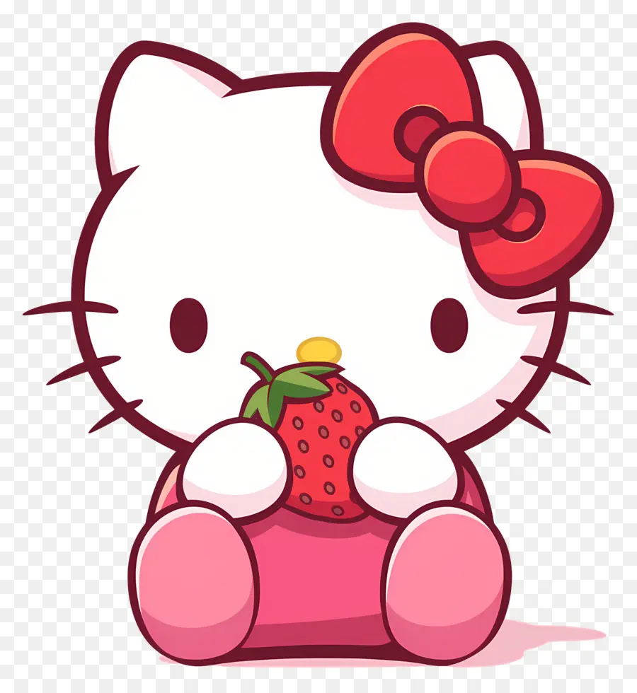 Hello Kitty Çilekli，Karikatür Kedi çilek Ile PNG