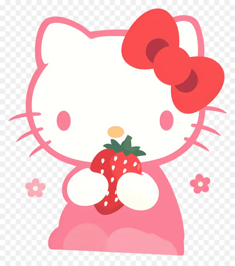 Hello Kitty Çilekli，Karikatür Kedi çilek Ile PNG