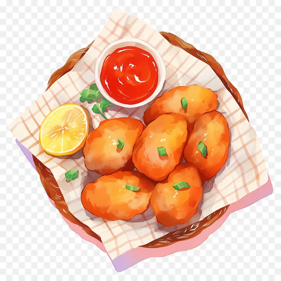 Kızarmış Tavuk Parçaları，Kızarmış Nuggets PNG