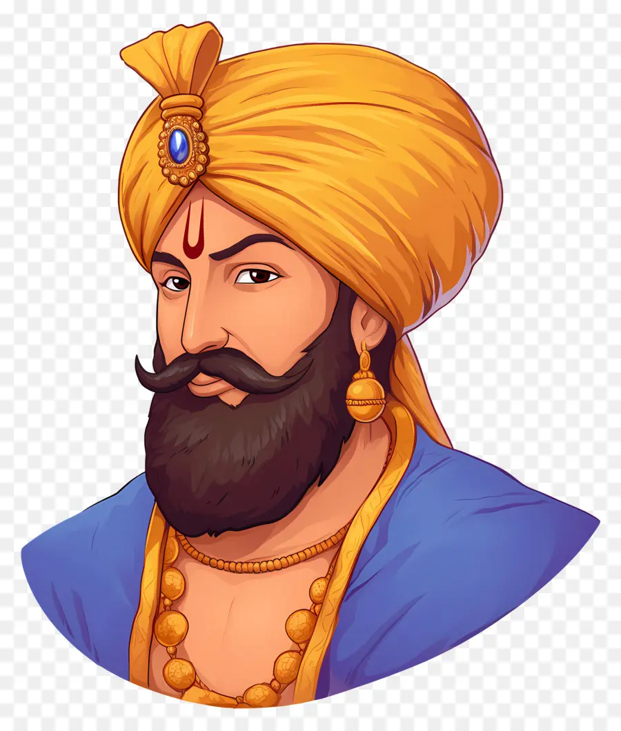 Guru Govind Singh Jayanti，Gülümseyen Türbanlı Adam PNG