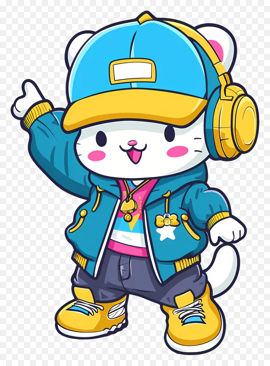 Merhaba Kitty，Hip Hop Kıyafetli Havalı Kedi PNG