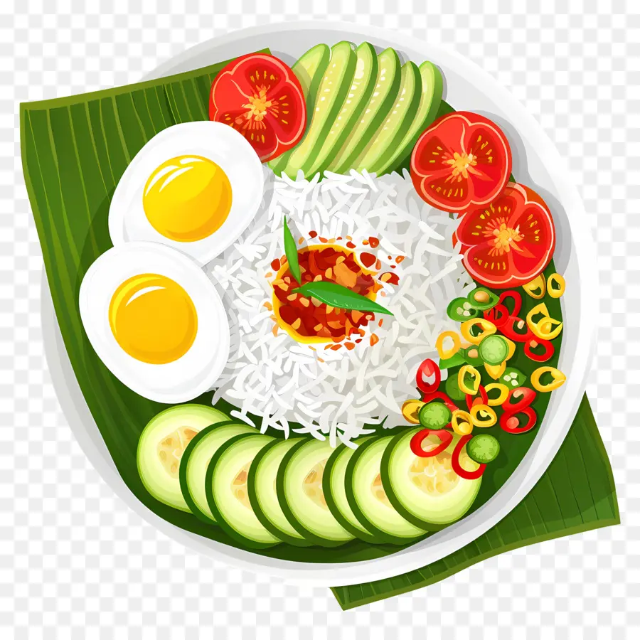 Nasi Lemak，Pirinç Ve Yumurta PNG