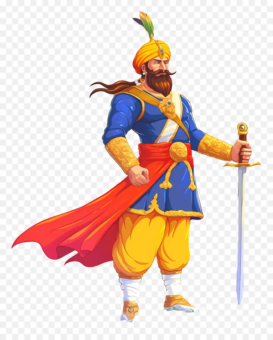 Guru Govind Singh Jayanti，Kılıçlı Savaşçı PNG