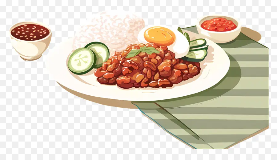 Nasi Lemak，Fasulye Ve Yumurtalı Pilav PNG