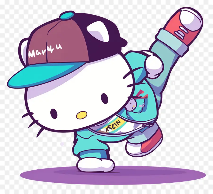 Merhaba Kitty，Hip Hop Pozunda Karikatür Kedi PNG