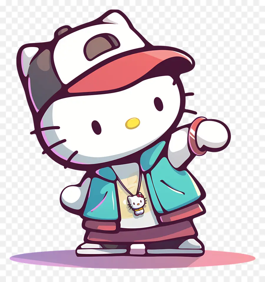 Merhaba Kitty，Hip Hop Kıyafetli Karikatür Kedi PNG