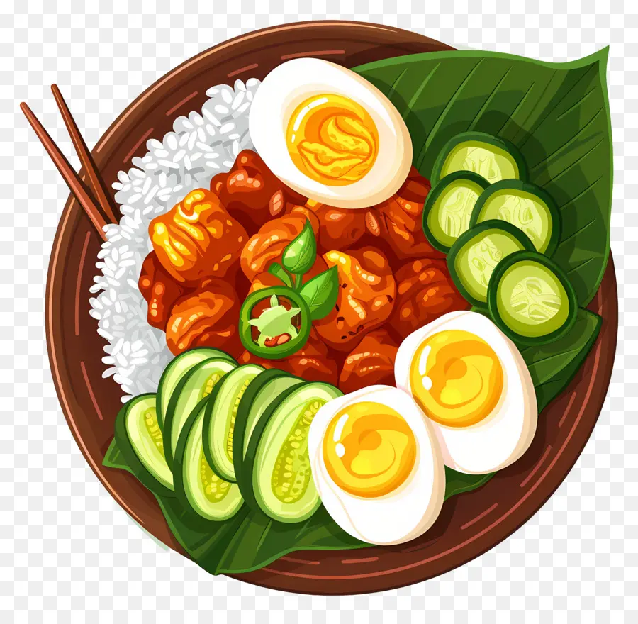 Nasi Lemak，Pirinç Ve Yumurta PNG