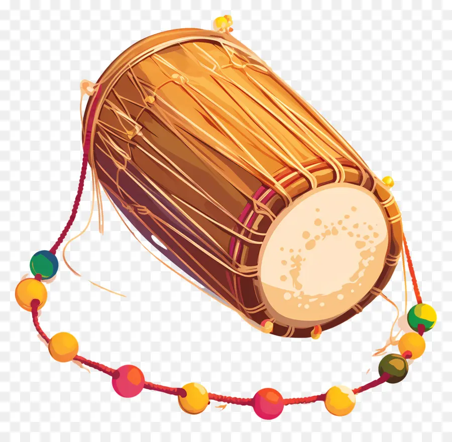 Dhol Lohri，Boncuklu Kahverengi Davul PNG