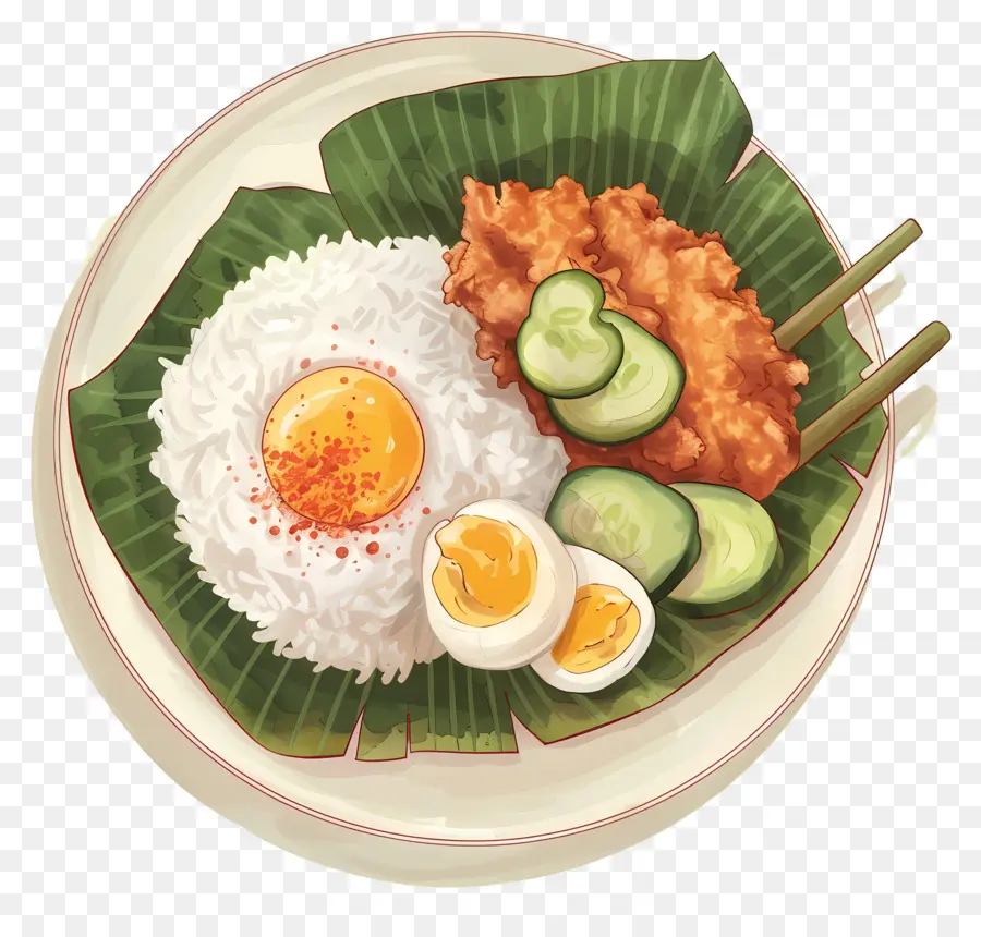 Nasi Lemak，Pirinç Ve Yumurta PNG