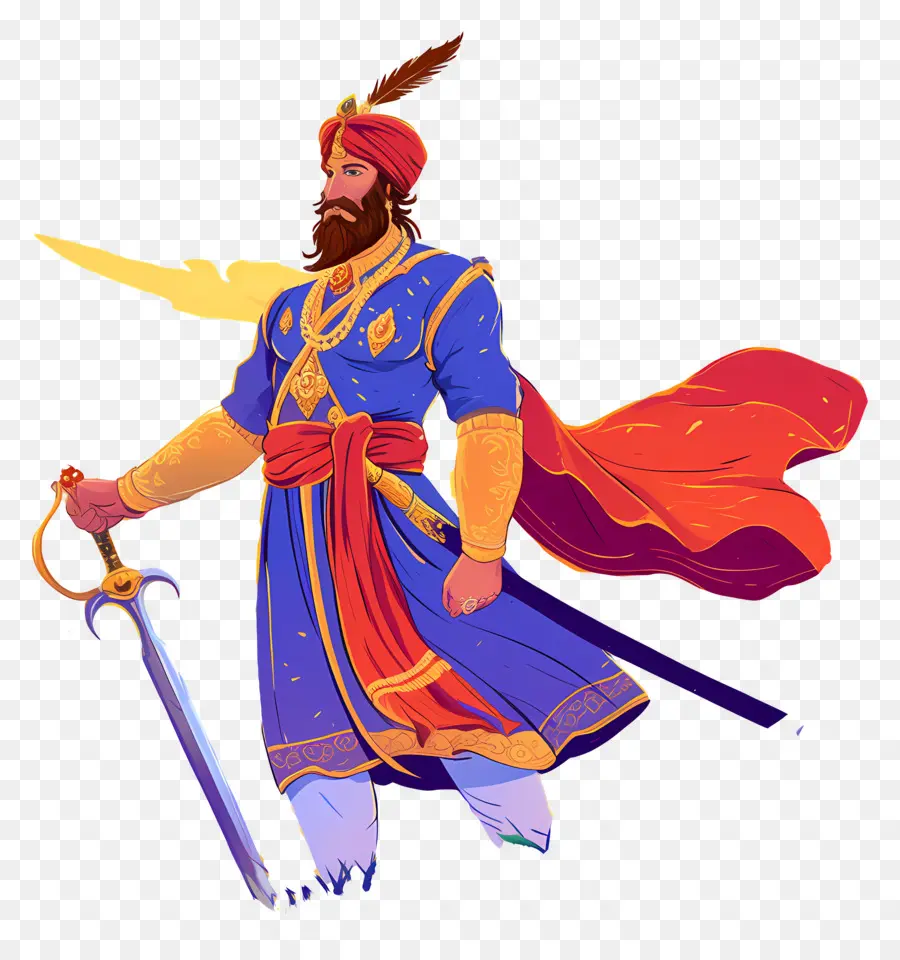 Guru Govind Singh Jayanti，Kılıçlı Savaşçı PNG