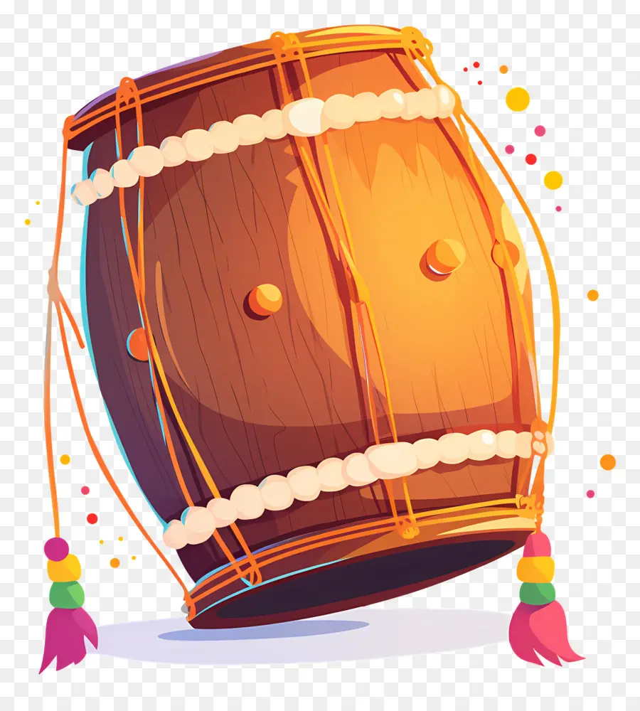 Dhol Lohri，Süslemeli Kahverengi Davul PNG