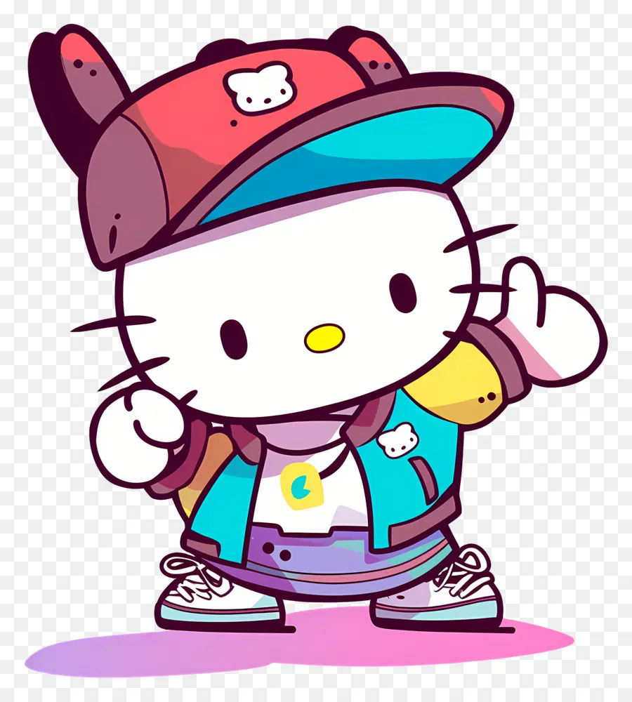 Merhaba Kitty，Hip Hop Kıyafetli Karikatür Kedi PNG