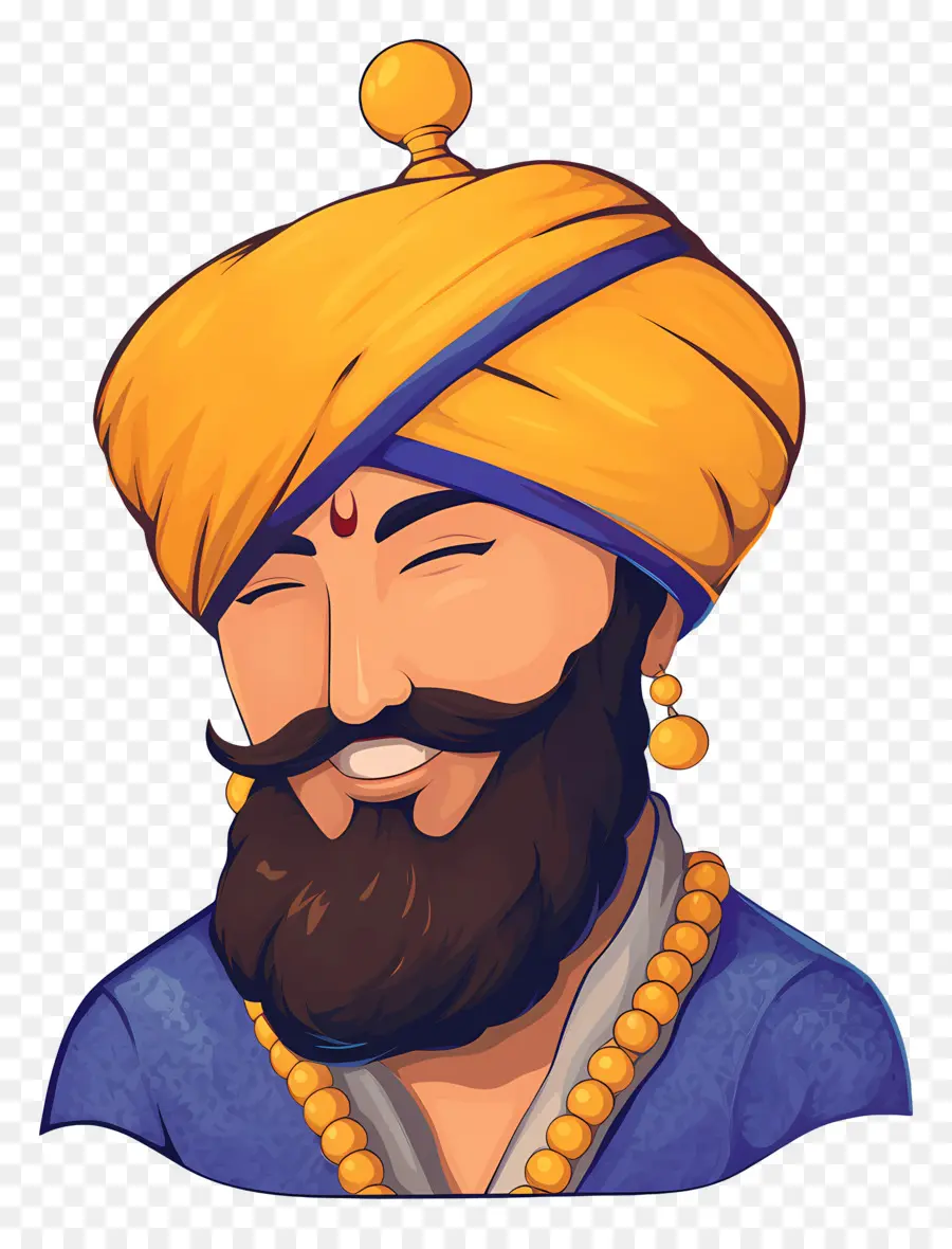 Guru Govind Singh Jayanti，Gülümseyen Türbanlı Adam PNG