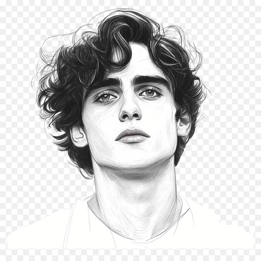 Timothee Chalamet，Siyah Beyaz Portre PNG