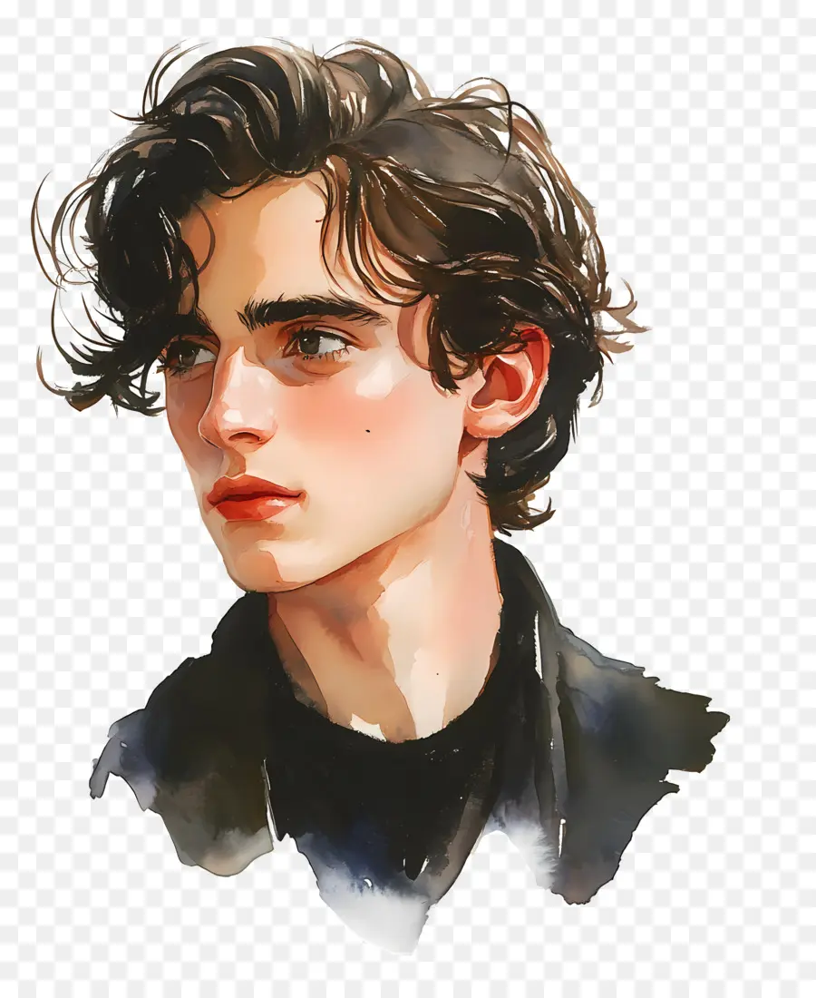 Timothee Chalamet，Genç Adamın Sanatsal Portresi PNG