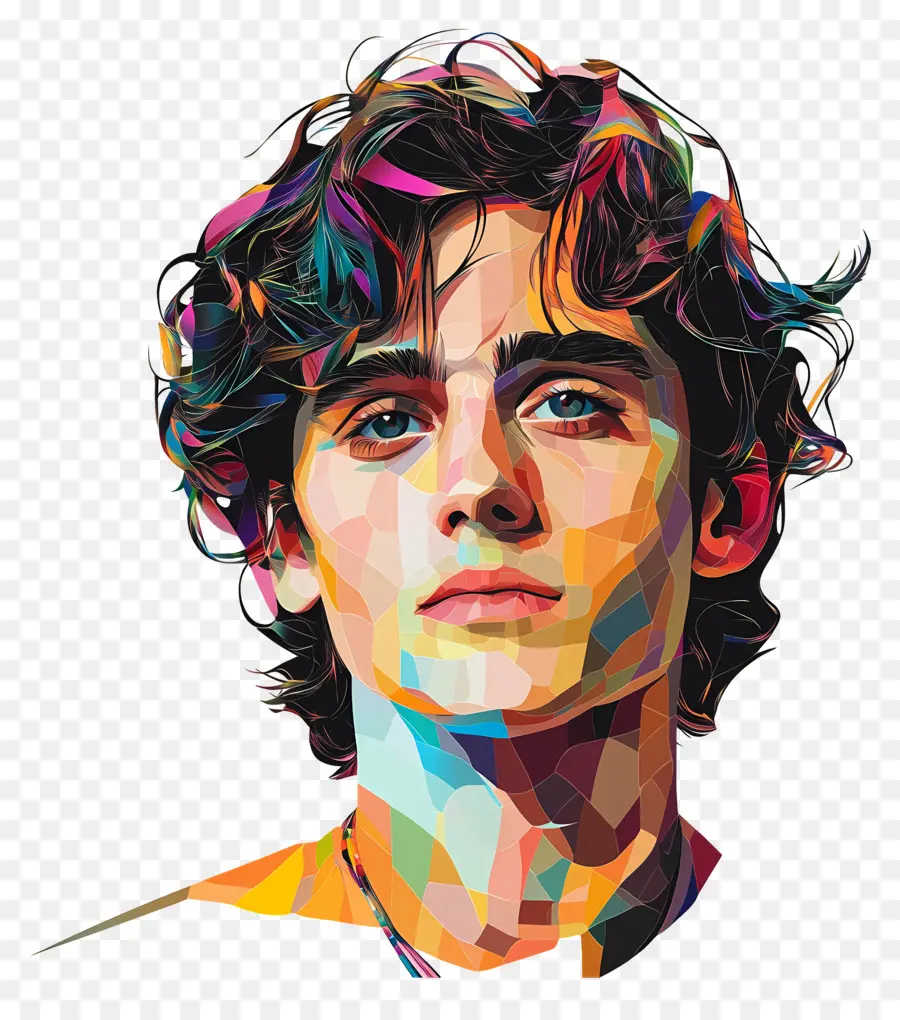 Timothee Chalamet，Genç Adamın Geometrik Portresi PNG