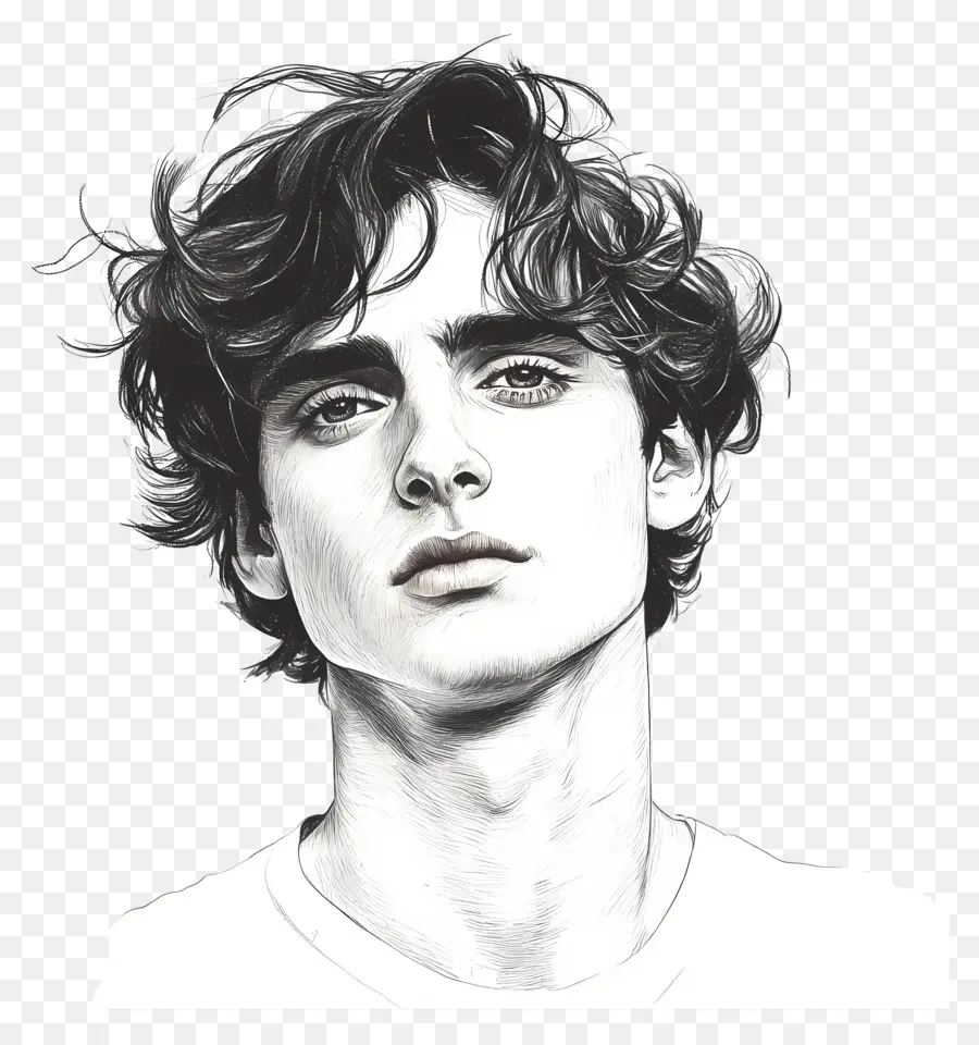 Timothee Chalamet，Siyah Beyaz Portre PNG