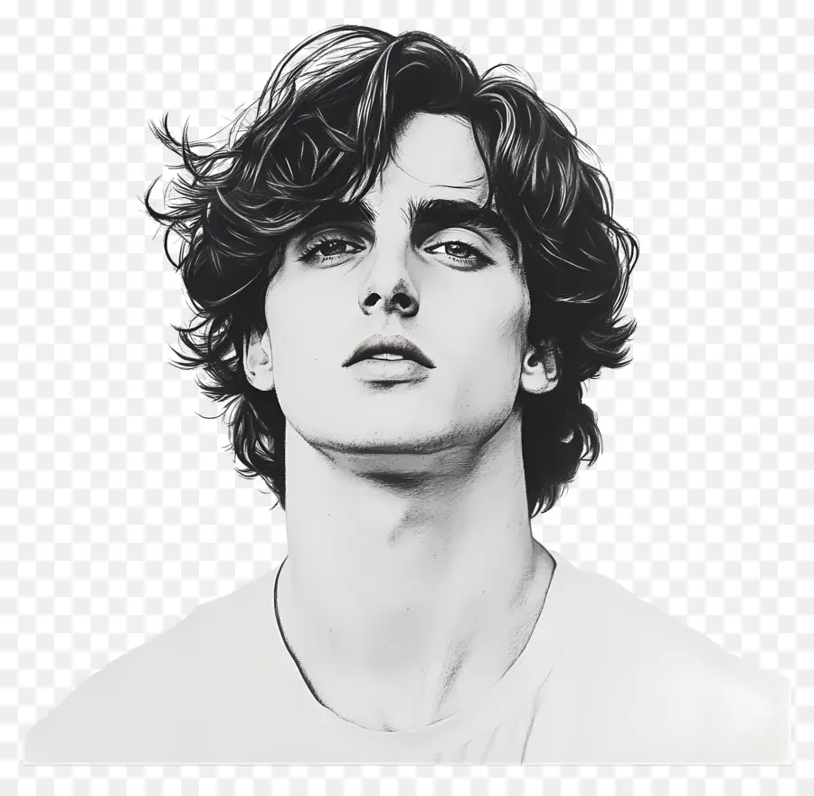 Timothee Chalamet，Siyah Beyaz Portre PNG