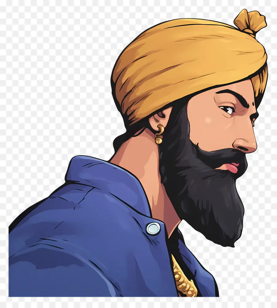 Guru Govind Singh Jayanti，Türbanlı Adam Işaret Ediyor PNG