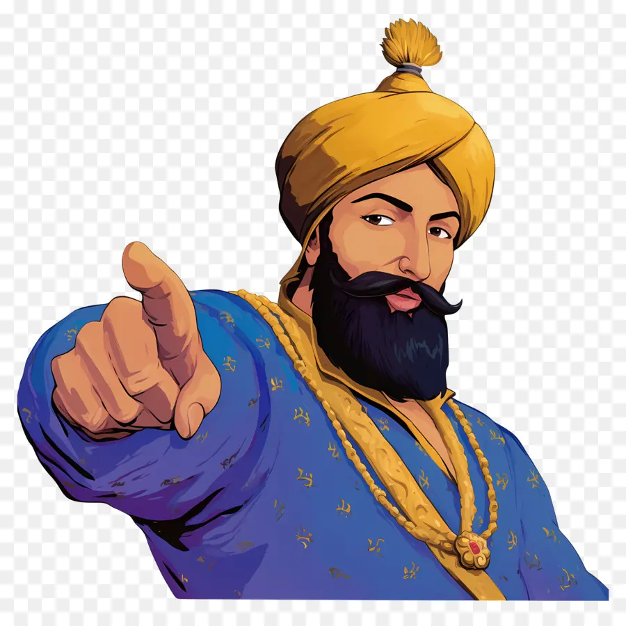 Guru Govind Singh Jayanti，Türbanlı Adam Işaret Ediyor PNG