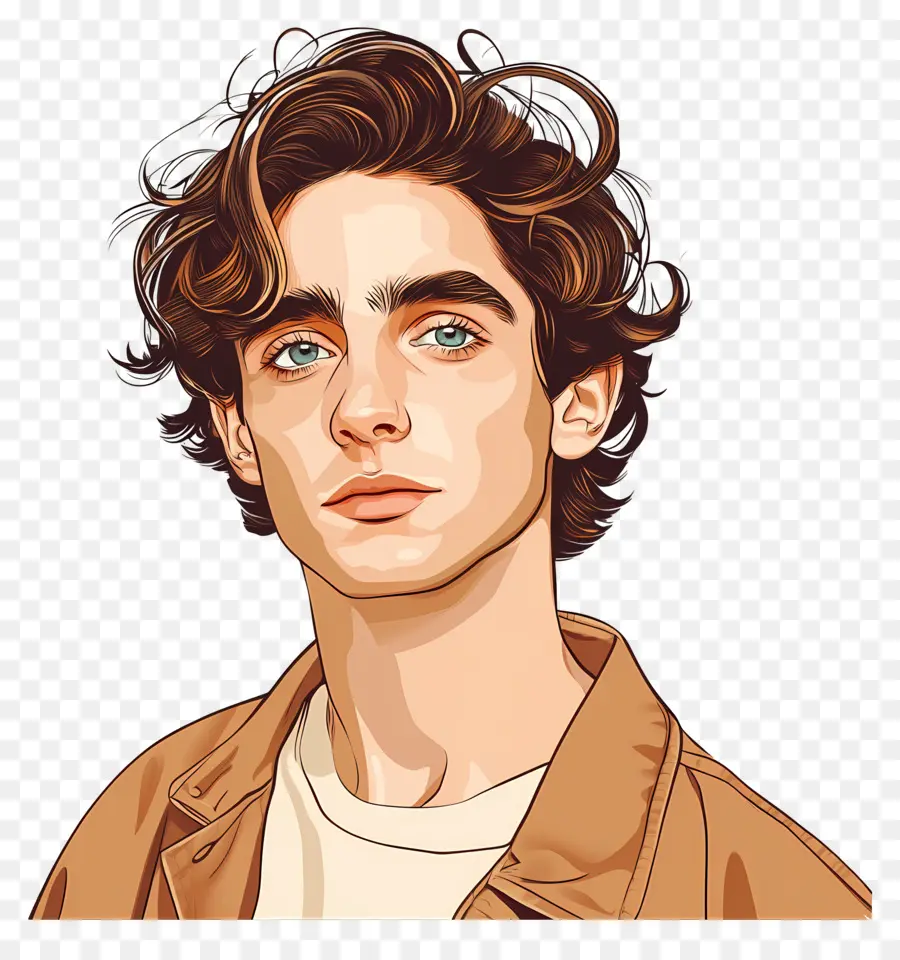 Timothee Chalamet，Genç Adamın Resimli Portresi PNG