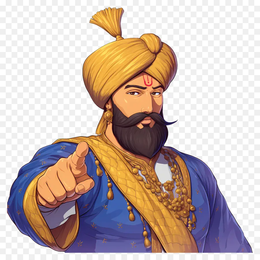 Guru Govind Singh Jayanti，Türbanlı Adam Işaret Ediyor PNG