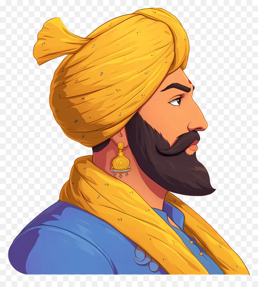 Guru Govind Singh Jayanti，Gülümseyen Türbanlı Adam PNG