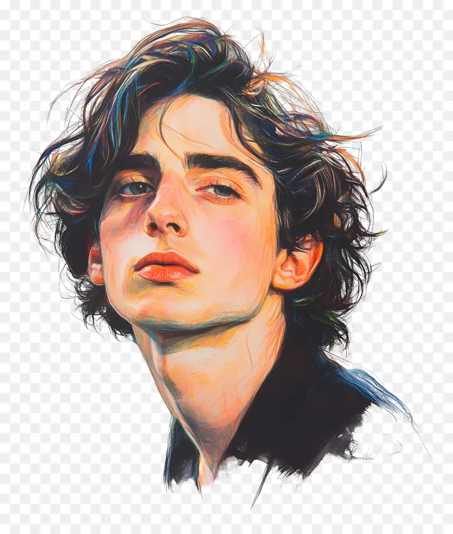 Timothee Chalamet，Genç Adamın Sanatsal Portresi PNG