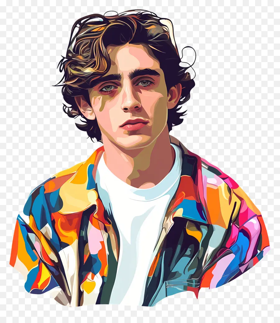 Timothee Chalamet，Genç Adamın Renkli Portresi PNG