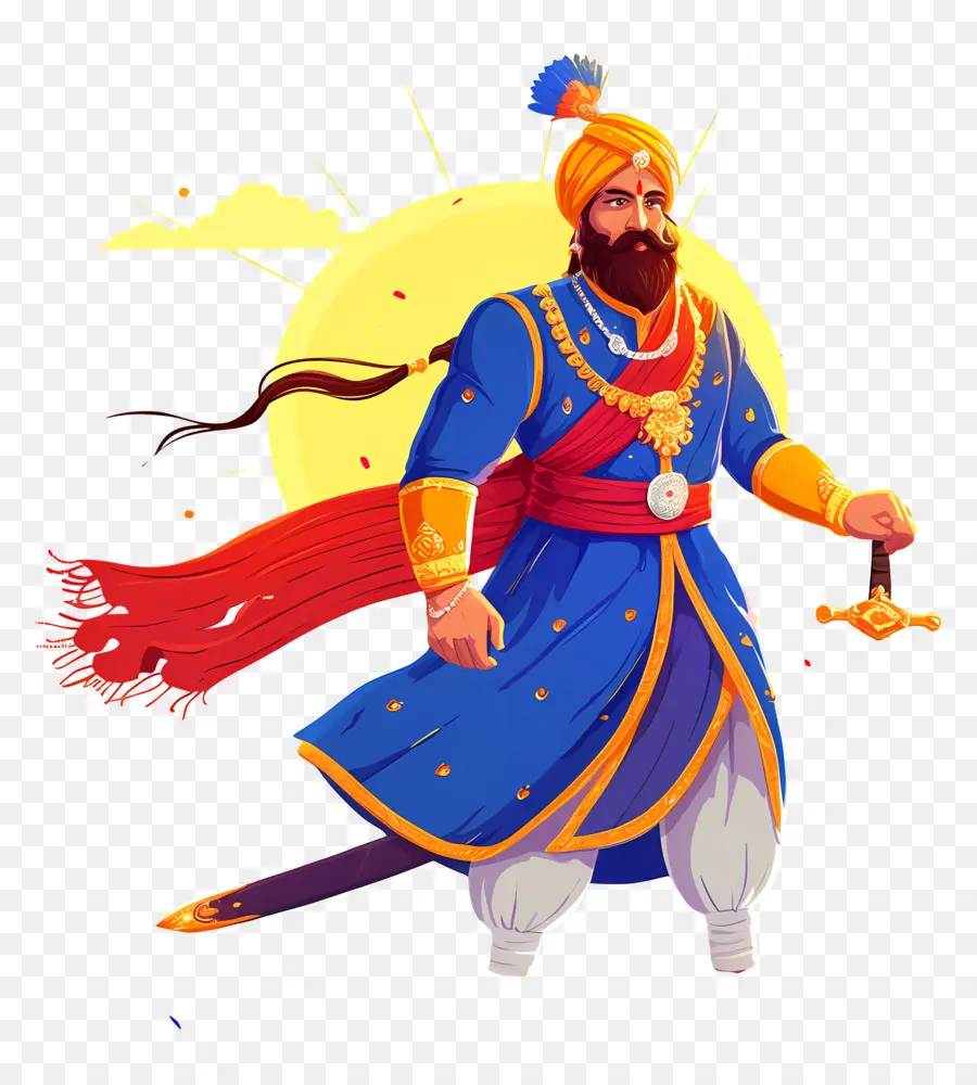 Guru Govind Singh Jayanti，Kılıçlı Savaşçı PNG