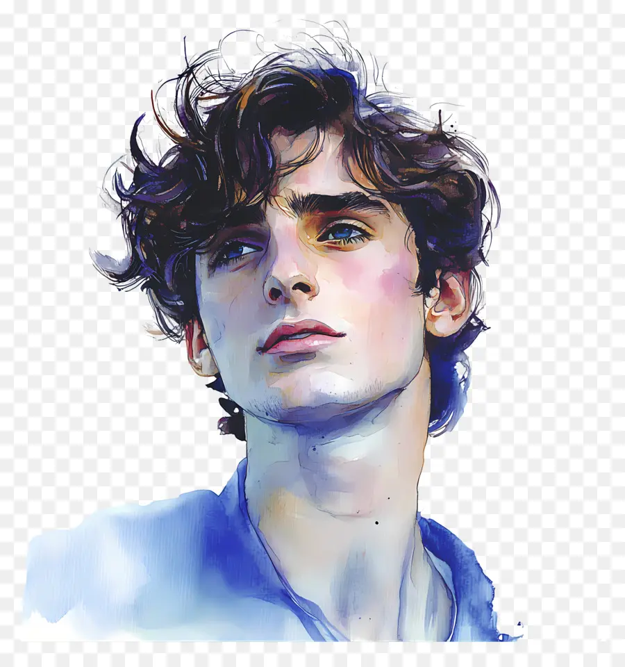 Timothee Chalamet，Suluboya Adam Yukarıya Bakıyor PNG