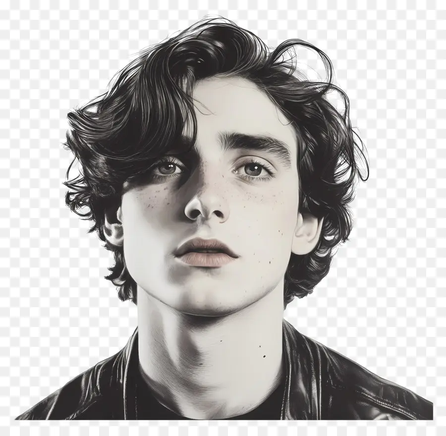 Timothee Chalamet，Siyah Beyaz Portre PNG