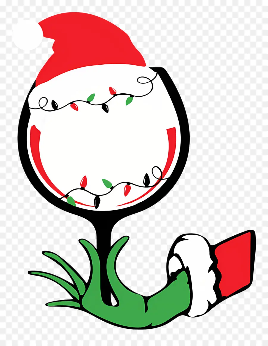 Grinch'in Eli，Şarap Kadehi Ile Yeşil El PNG