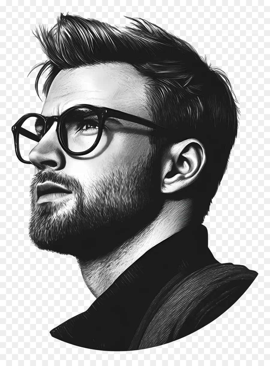 Chris Evans，Gözlüklü Tek Renkli Portre PNG