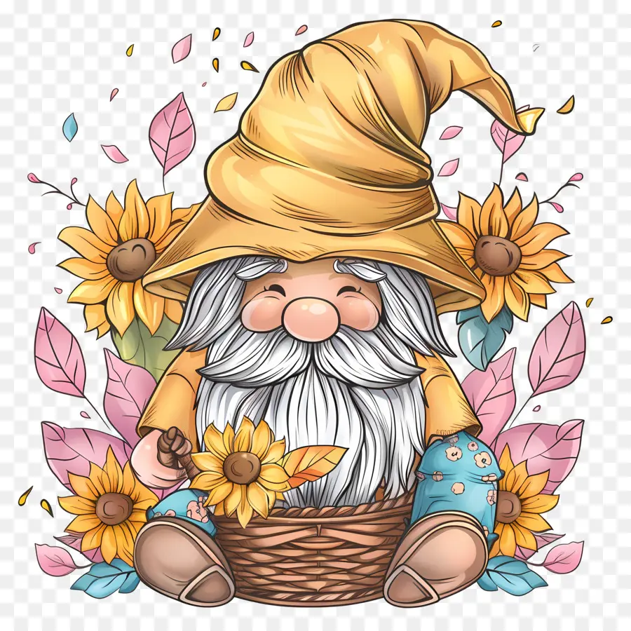 Şirin Şükran Günü Cini，Ayçiçekli Gnome PNG