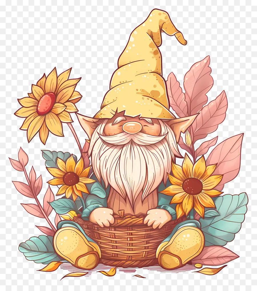 Şirin Şükran Günü Cini，Ayçiçekli Gnome PNG