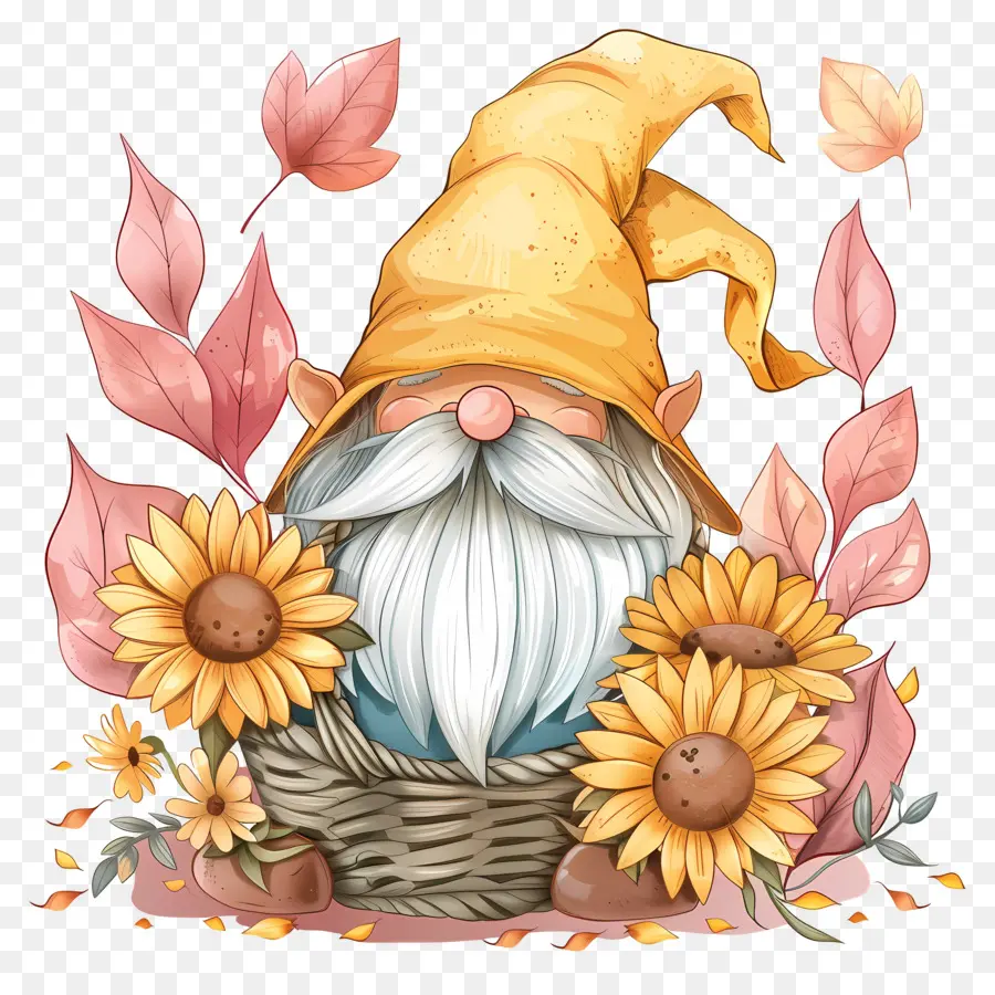 Şirin Şükran Günü Cini，Ayçiçekli Gnome PNG