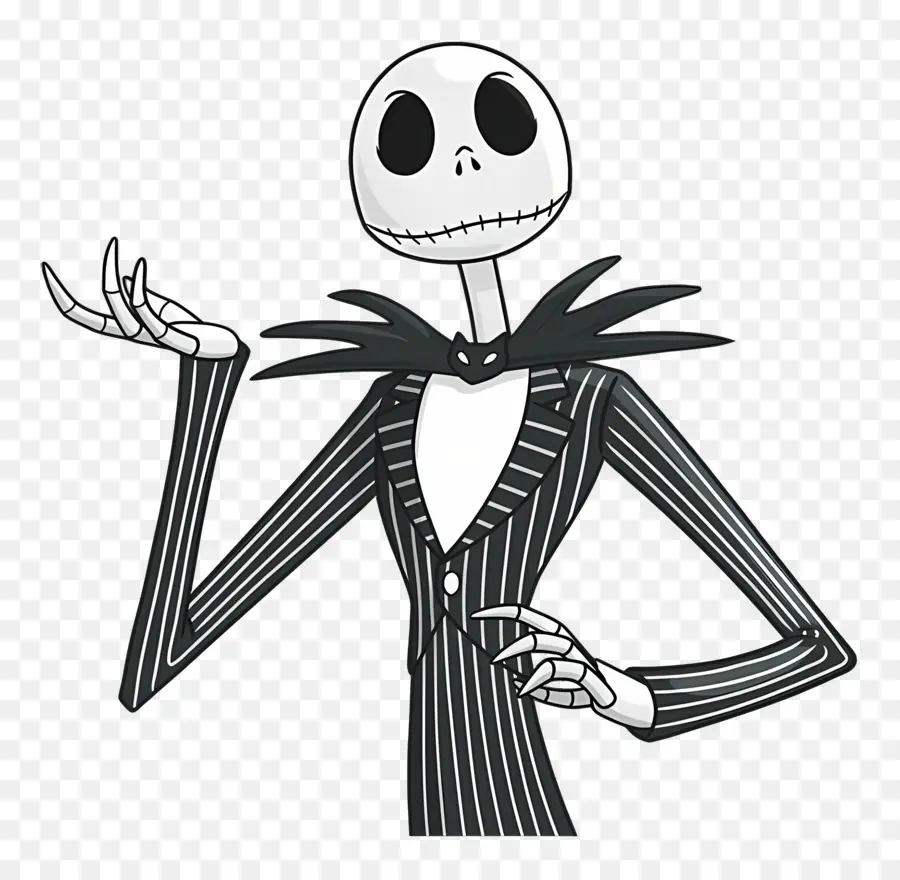 Jack Skellington，Çizgili Takım Elbiseli Iskelet Karakteri PNG