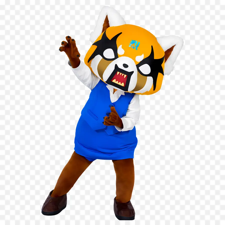 Aggretsuko，Mavi Kıyafetli Kırmızı Panda PNG