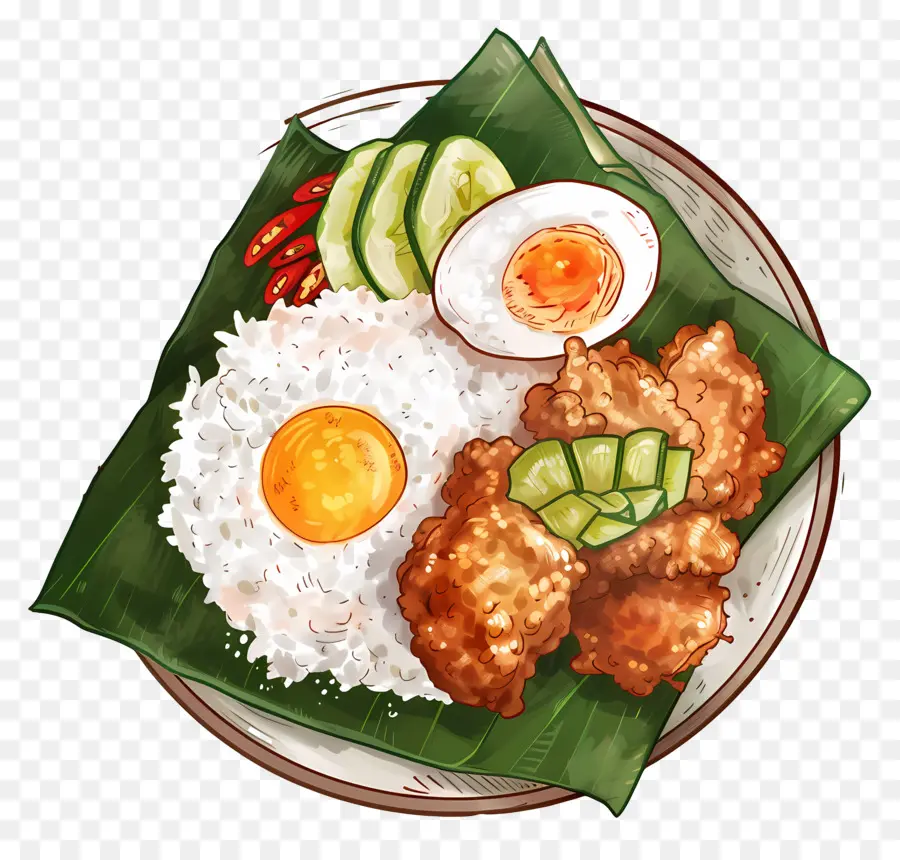 Nasi Lemak，Pirinç Ve Yumurta PNG