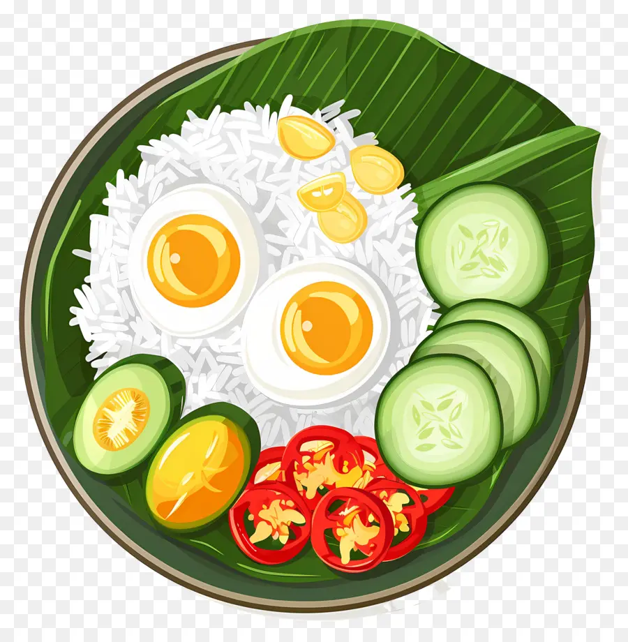 Nasi Lemak，Pirinç Ve Yumurta PNG