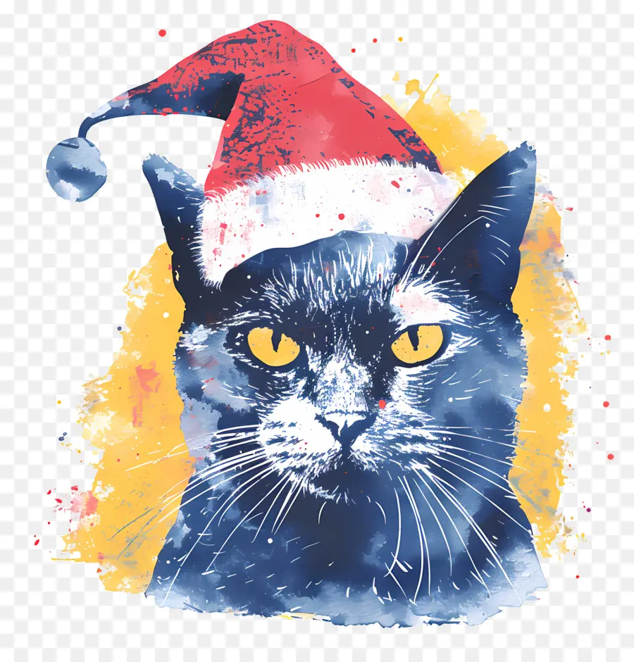 Noel Kedisi，Noel Baba şapkalı Kedi PNG